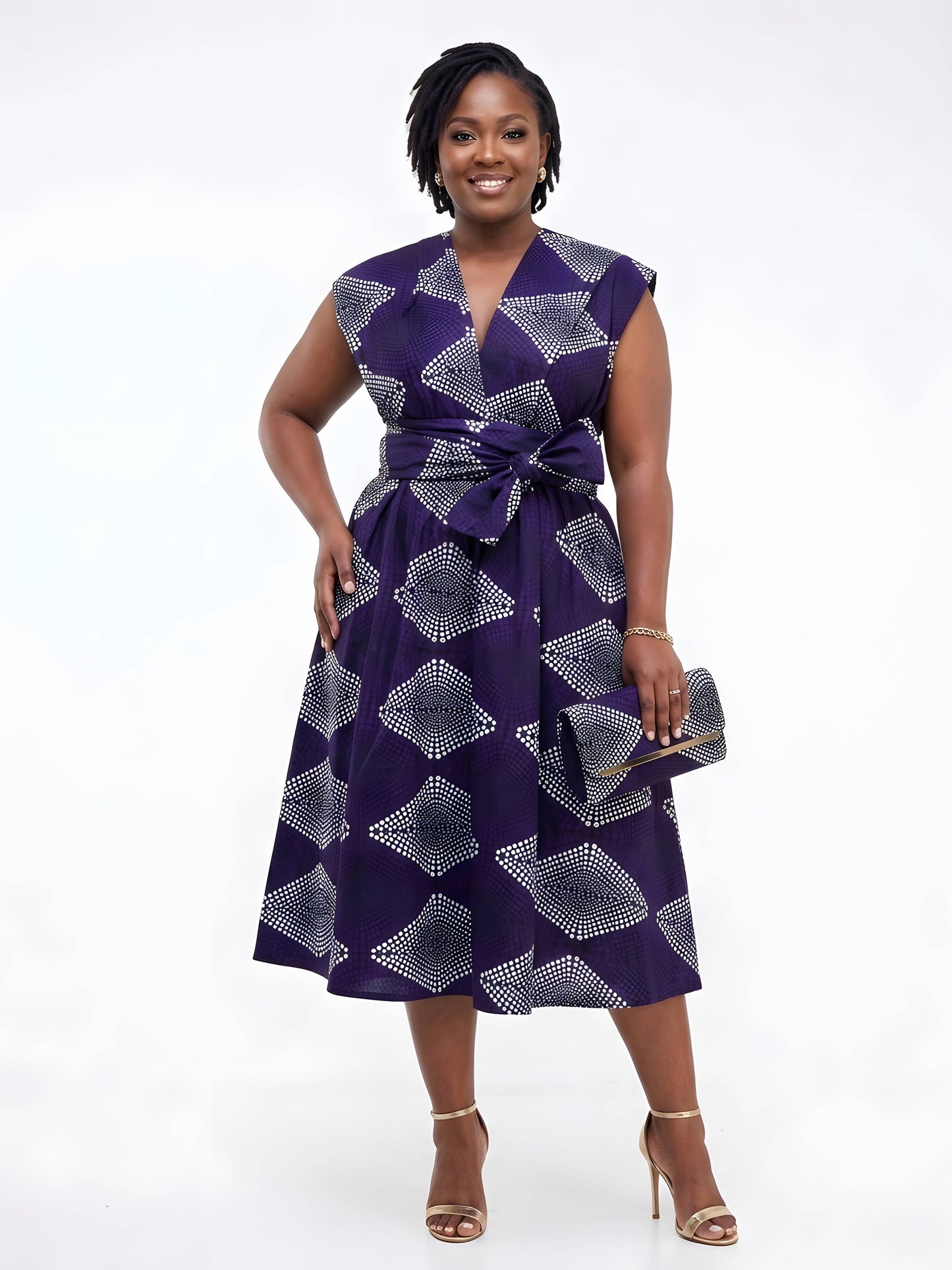 African Print Infinity Dress with Matching Clutch Bag Set | One Size: Dress with Handbag Set