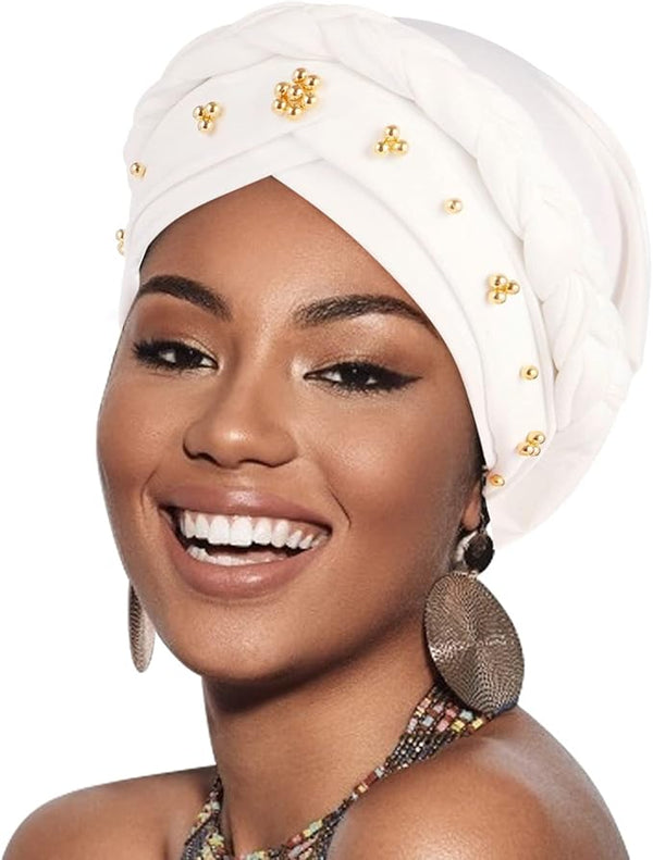 African Women Turban Caps Pre-Tied Twisted Turbans Head Scarf for Women Hair Wraps Cover Beanie Cancer Chemo Headwear