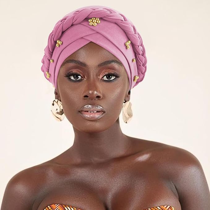 African Women Turban Caps Pre-Tied Twisted Turbans Head Scarf for Women Hair Wraps Cover Beanie Cancer Chemo Headwear