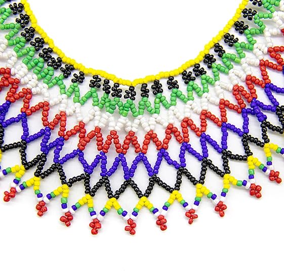 AUEAR, Colorful Beaded Necklace Maasai South African for Women Best Gift