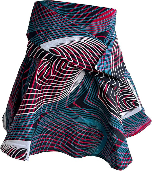 African Women Belt Printed Vintage Wide Belt Tops Dresses Frenulum Prom Pleated Skirt