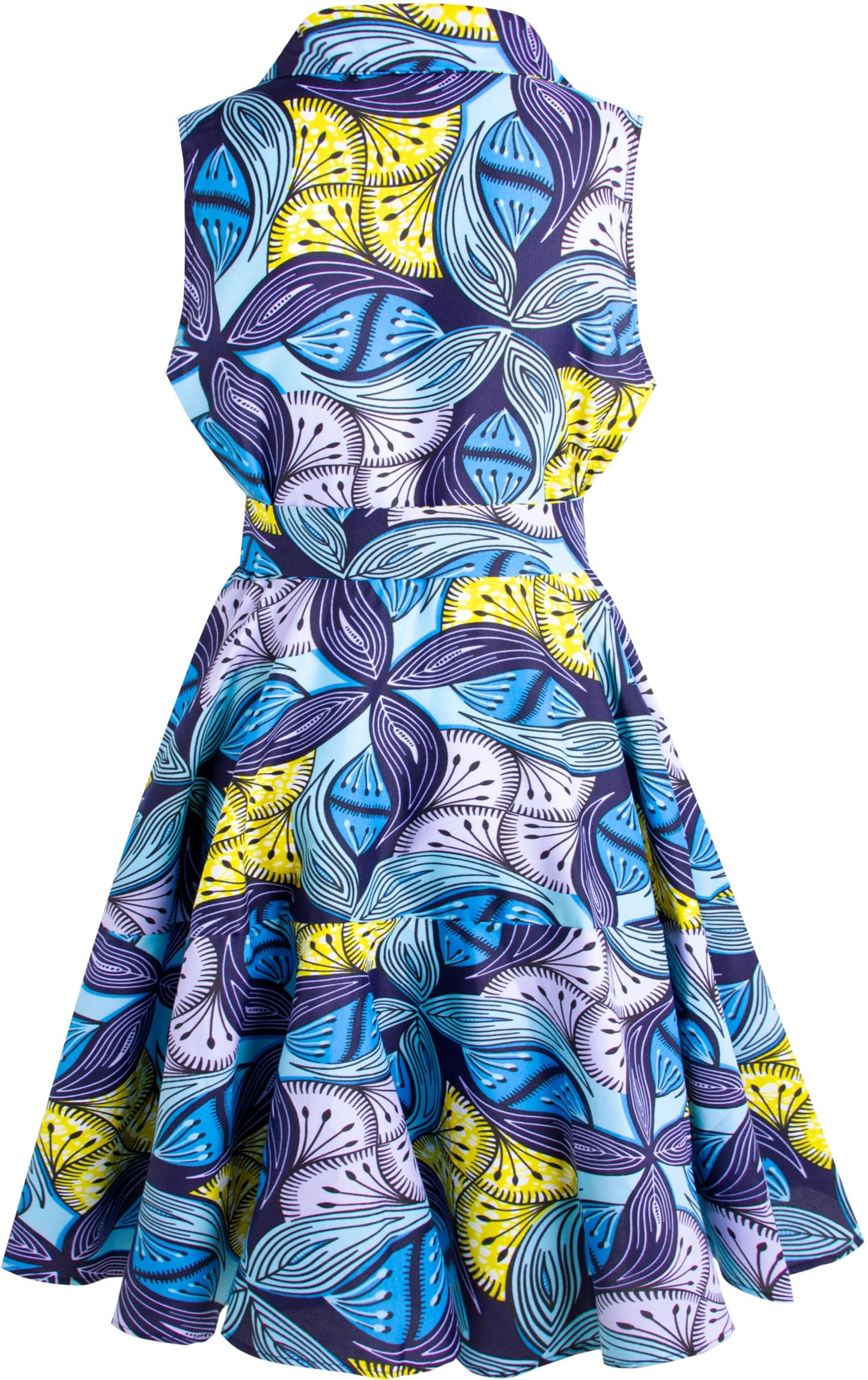 African Print Sleeveless Dress Ankara Lace-up Dress Wax Fashion Dress