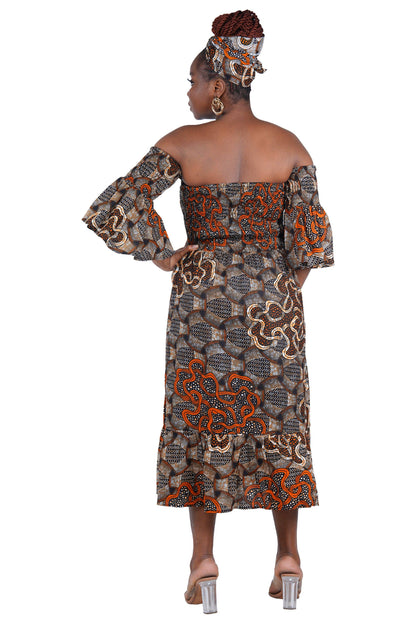 Smocked Off-the-Shoulder Cotton Dress | One Size
