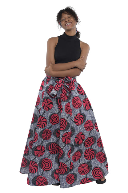 African Ankara Women Casual Long Maxi Skirt & Handbag Set: Only Skirt - Plus Size