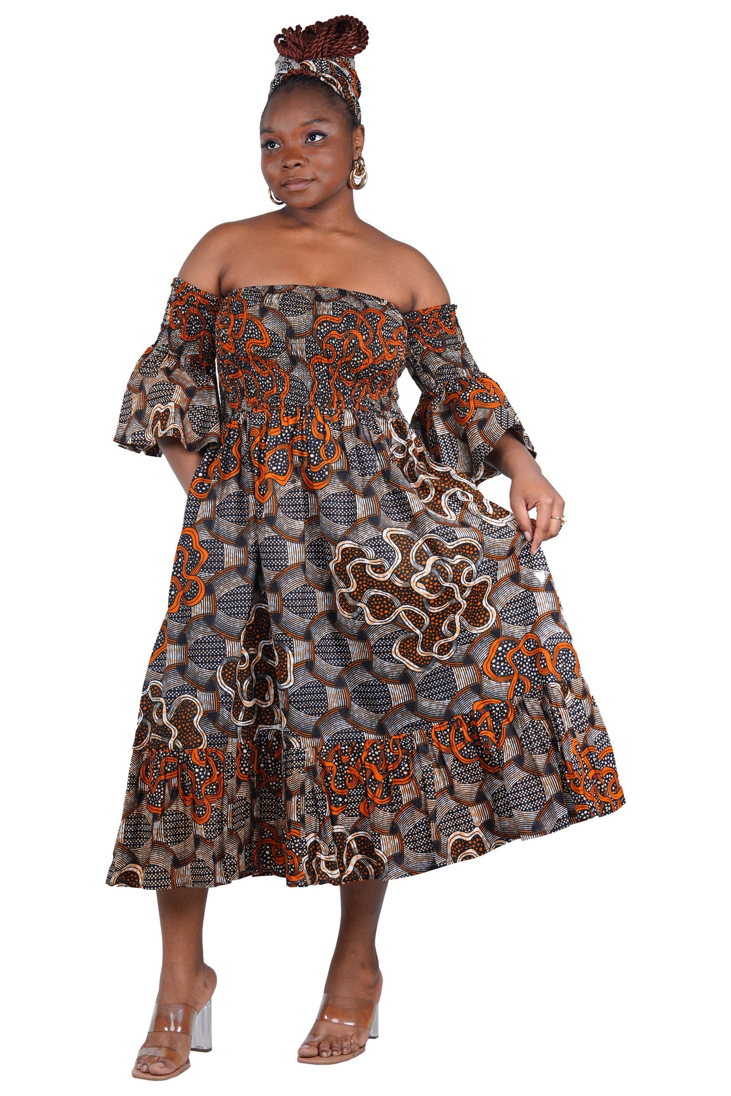Smocked Off-the-Shoulder Cotton Dress | One Size