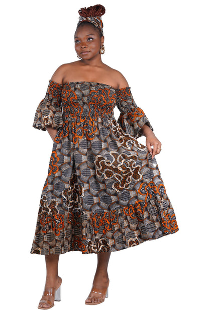Smocked Off-the-Shoulder Cotton Dress | One Size