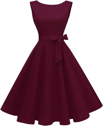 Hanpceirs Women's Boatneck Sleeveless Swing Vintage 1950s Cocktail Dress New