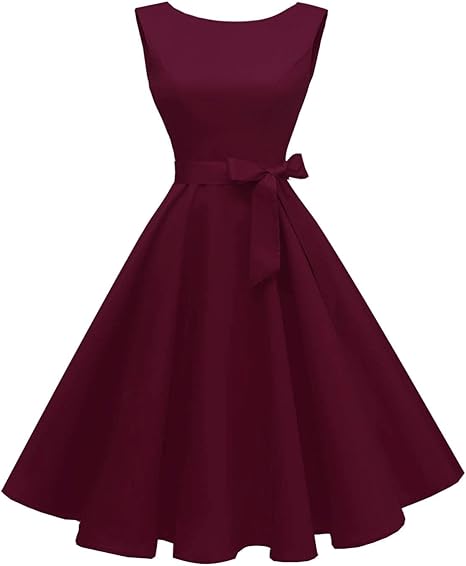 Hanpceirs Women's Boatneck Sleeveless Swing Vintage 1950s Cocktail Dress New