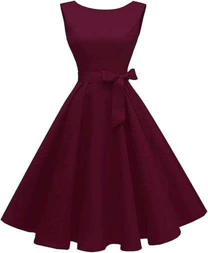 Hanpceirs Women's Boatneck Sleeveless Swing Vintage 1950s Cocktail Dress New
