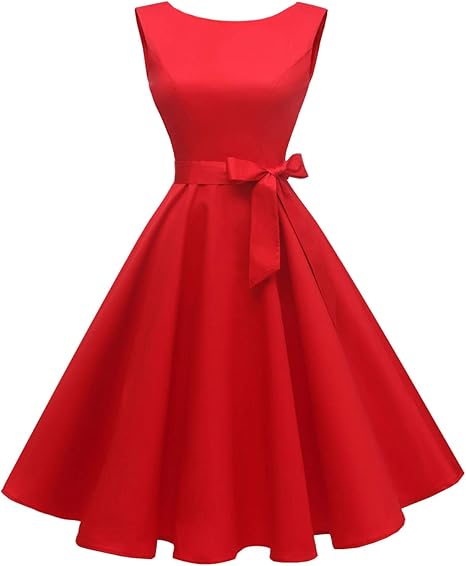 Hanpceirs Women's Boatneck Sleeveless Swing Vintage 1950s Cocktail Dress New