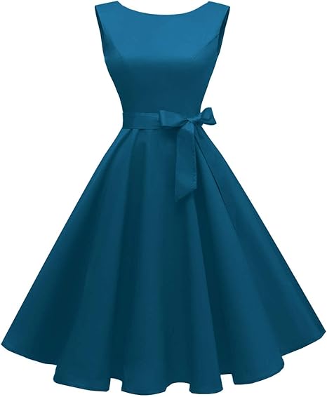Hanpceirs Women's Boatneck Sleeveless Swing Vintage 1950s Cocktail Dress New
