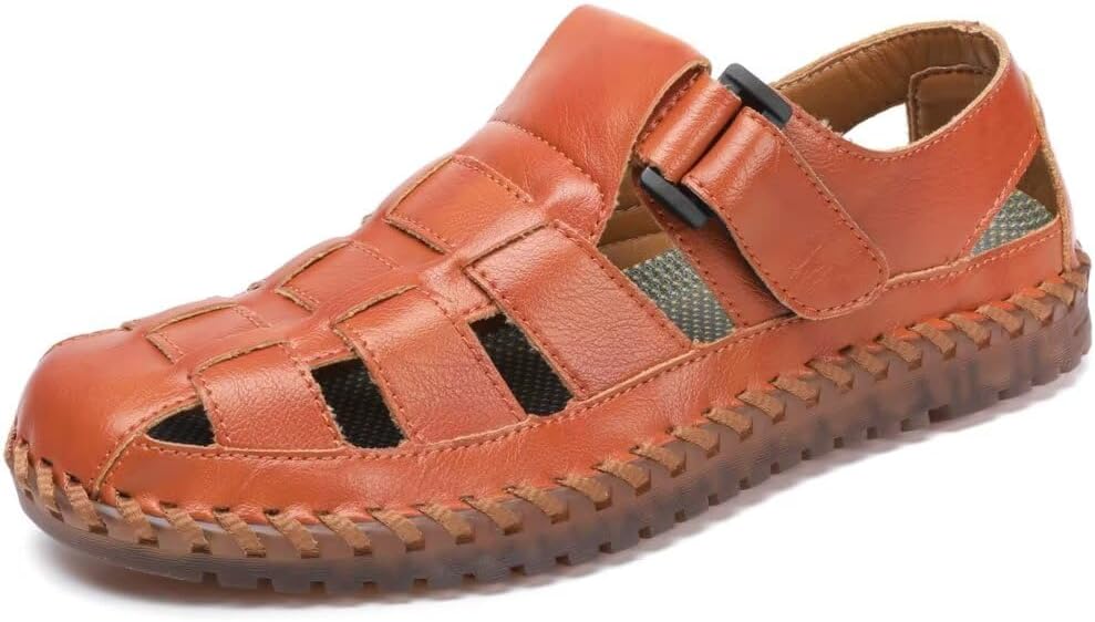 Shaire Men'S Sandals Outdoor Leather Closed Toe Beach Shoes