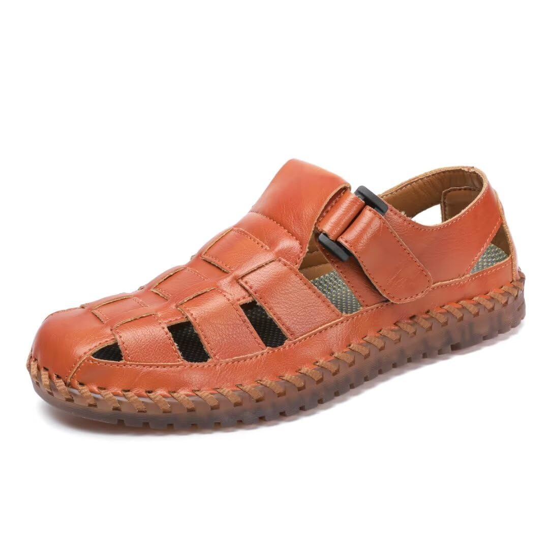Shaire Men'S Sandals Outdoor Leather Closed Toe Beach Shoes