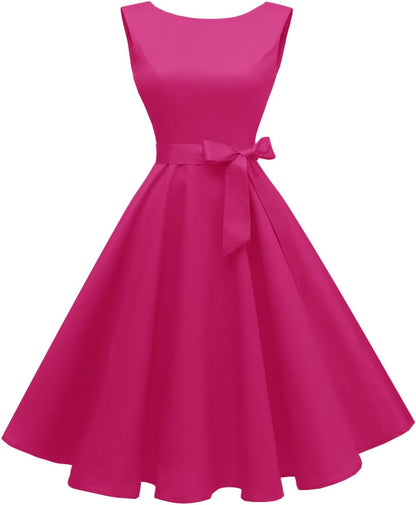 Hanpceirs Women's Boatneck Sleeveless Swing Vintage 1950s Cocktail Dress New