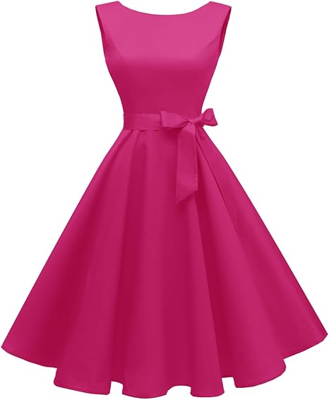 Hanpceirs Women's Boatneck Sleeveless Swing Vintage 1950s Cocktail Dress New
