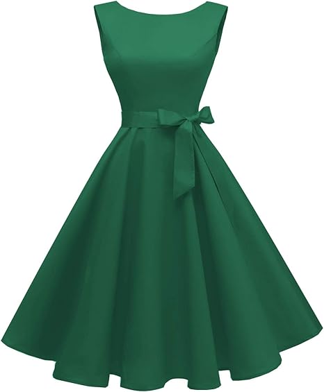 Hanpceirs Women's Boatneck Sleeveless Swing Vintage 1950s Cocktail Dress New