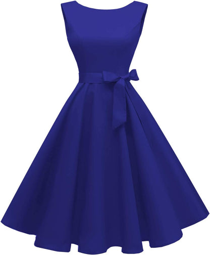 Hanpceirs Women's Boatneck Sleeveless Swing Vintage 1950s Cocktail Dress New