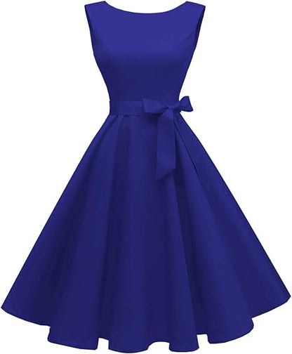Hanpceirs Women's Boatneck Sleeveless Swing Vintage 1950s Cocktail Dress New