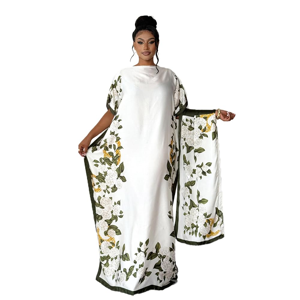 Moo Moos for Women Kaftan Dresses+Scarf for Women Plus Size Bathing Suit Cover up Caftan Maxi Beach Dresses