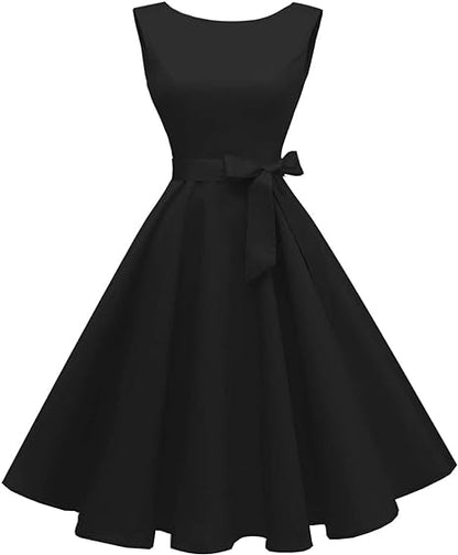 Hanpceirs Women's Boatneck Sleeveless Swing Vintage 1950s Cocktail Dress New