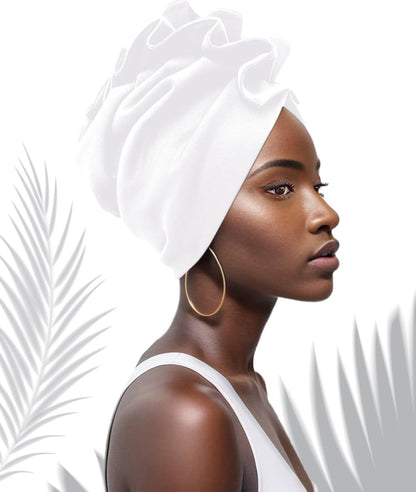 Babalet Stretch Turban Hats for Women, African Double-Layered Headwraps Soft Pre Tied Pleated Ruffled Hat
