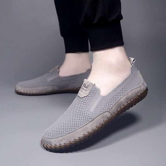Men's Genuine Leather Loafer Shoes Slip On Soft Walking Shoes Perforated Driving Shoes