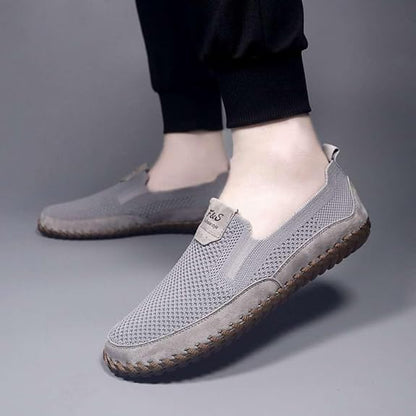 Men's Genuine Leather Loafer Shoes Slip On Soft Walking Shoes Perforated Driving Shoes