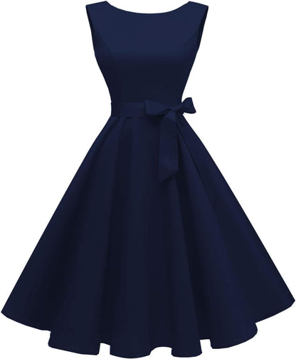 Hanpceirs Women's Boatneck Sleeveless Swing Vintage 1950s Cocktail Dress New