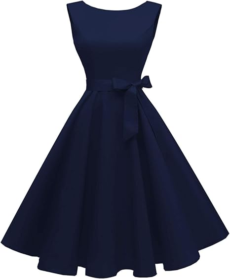 Hanpceirs Women's Boatneck Sleeveless Swing Vintage 1950s Cocktail Dress New