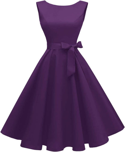 Hanpceirs Women's Boatneck Sleeveless Swing Vintage 1950s Cocktail Dress New