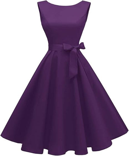 Hanpceirs Women's Boatneck Sleeveless Swing Vintage 1950s Cocktail Dress New