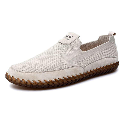 Men's Genuine Leather Loafer Shoes Slip On Soft Walking Shoes Perforated Driving Shoes