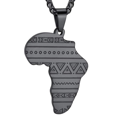 GOLDCHIC JEWELRY Africa Map Necklace for Men, Stainless Steel African Tribal/Egyptian Eye of Horus/I LOVE AFRICA/Elephant Map Hiphop Jewelry Unisex with 22'+2'Adjustable Chain