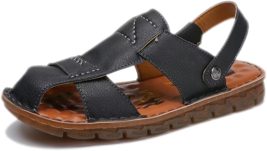 Shaire Men'S Sandals Outdoor Leather Closed Toe Beach Shoes
