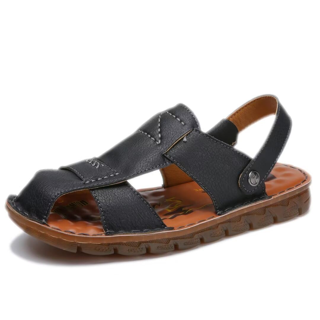 Shaire Men'S Sandals Outdoor Leather Closed Toe Beach Shoes