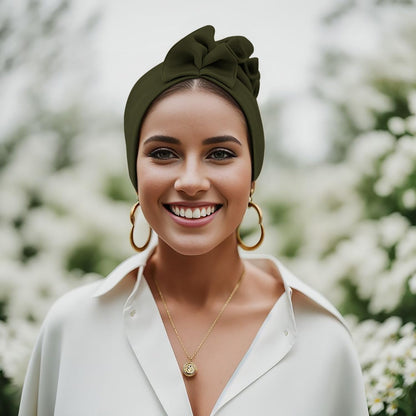 Babalet Stretch Turban Hats for Women, African Double-Layered Headwraps Soft Pre Tied Pleated Ruffled Hat