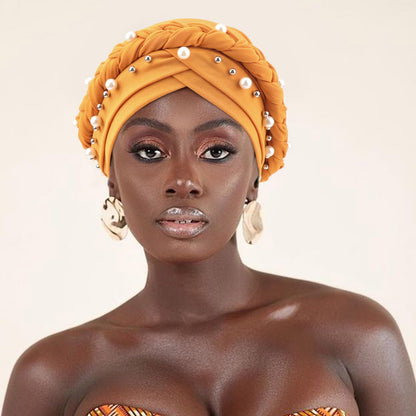 African Women Turban Caps Pre-Tied Twisted Turbans Head Scarf for Women Hair Wraps Cover Beanie Cancer Chemo Headwear