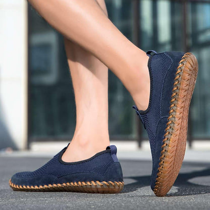 Men's Genuine Leather Loafer Shoes Slip On Soft Walking Shoes Perforated Driving Shoes