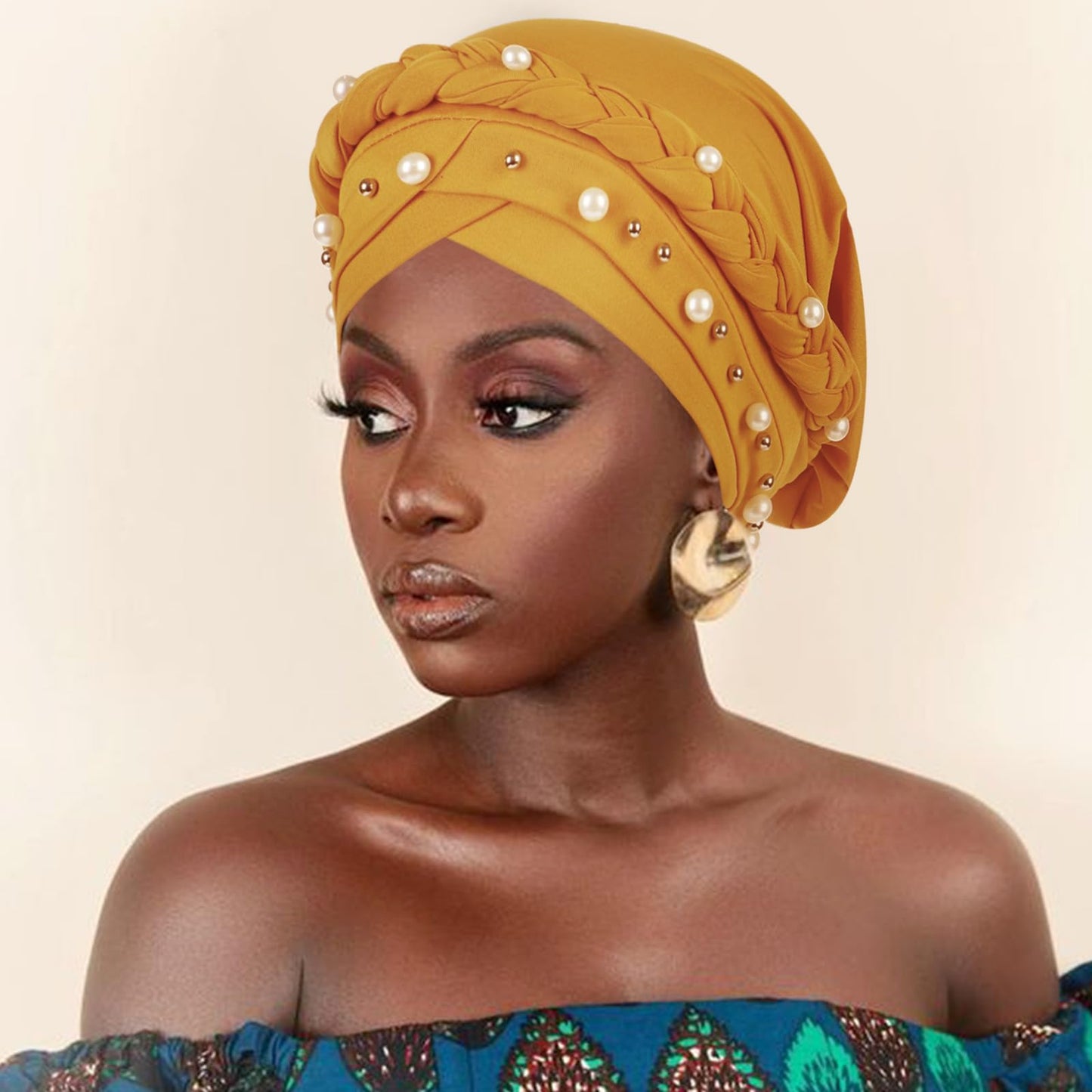 African Women Turban Caps Pre-Tied Twisted Turbans Head Scarf for Women Hair Wraps Cover Beanie Cancer Chemo Headwear