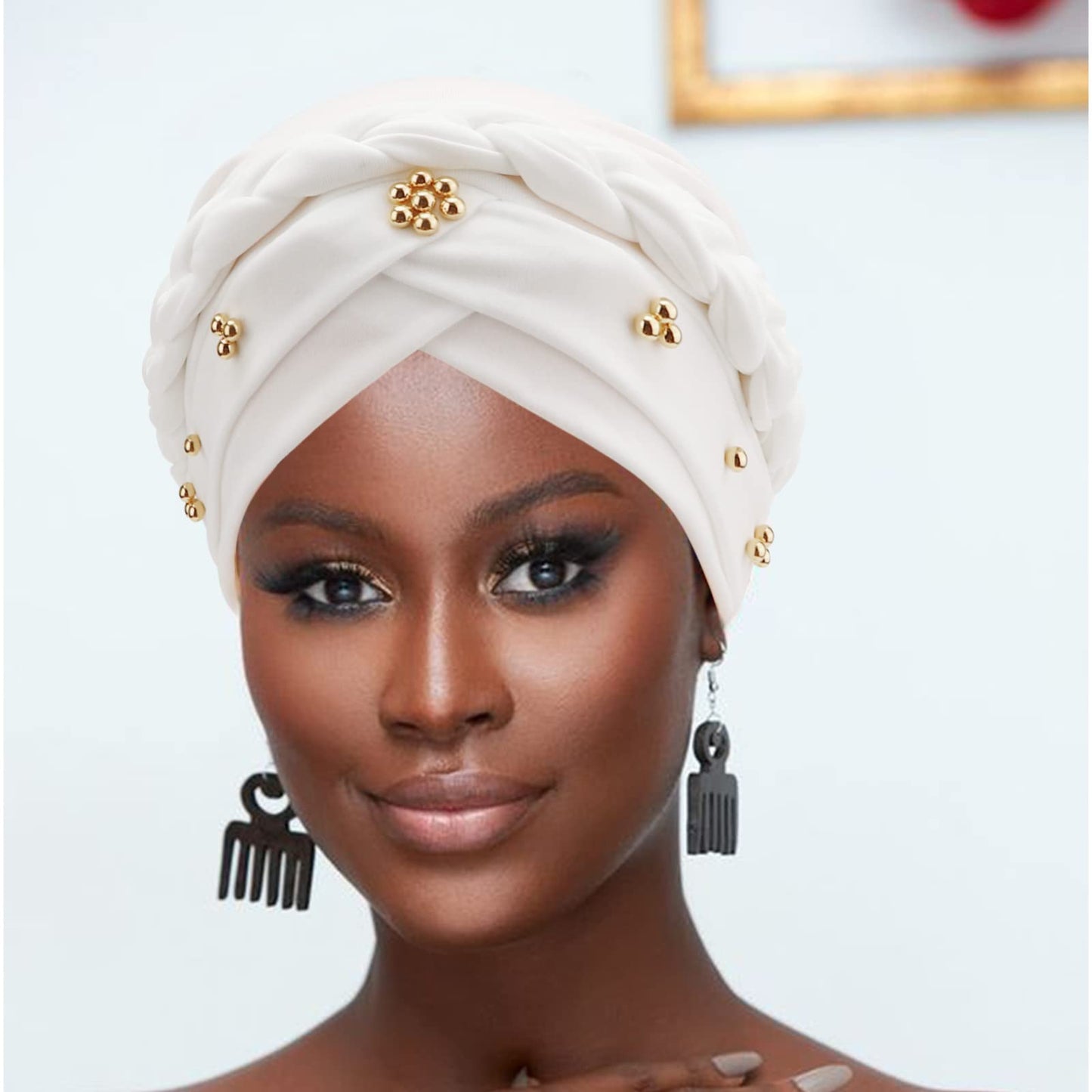 African Women Turban Caps Pre-Tied Twisted Turbans Head Scarf for Women Hair Wraps Cover Beanie Cancer Chemo Headwear