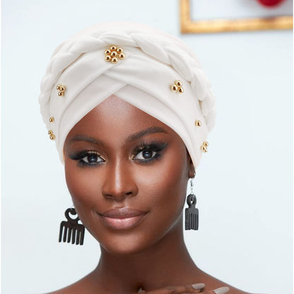 African Women Turban Caps Pre-Tied Twisted Turbans Head Scarf for Women Hair Wraps Cover Beanie Cancer Chemo Headwear