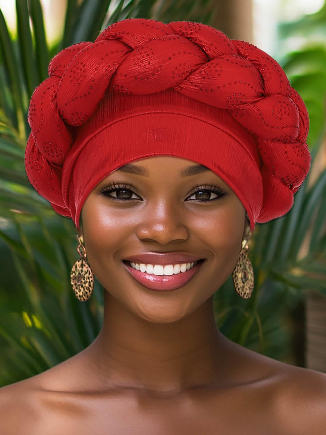 Woeoe African Headwrap Gold Braided Turbans for Women