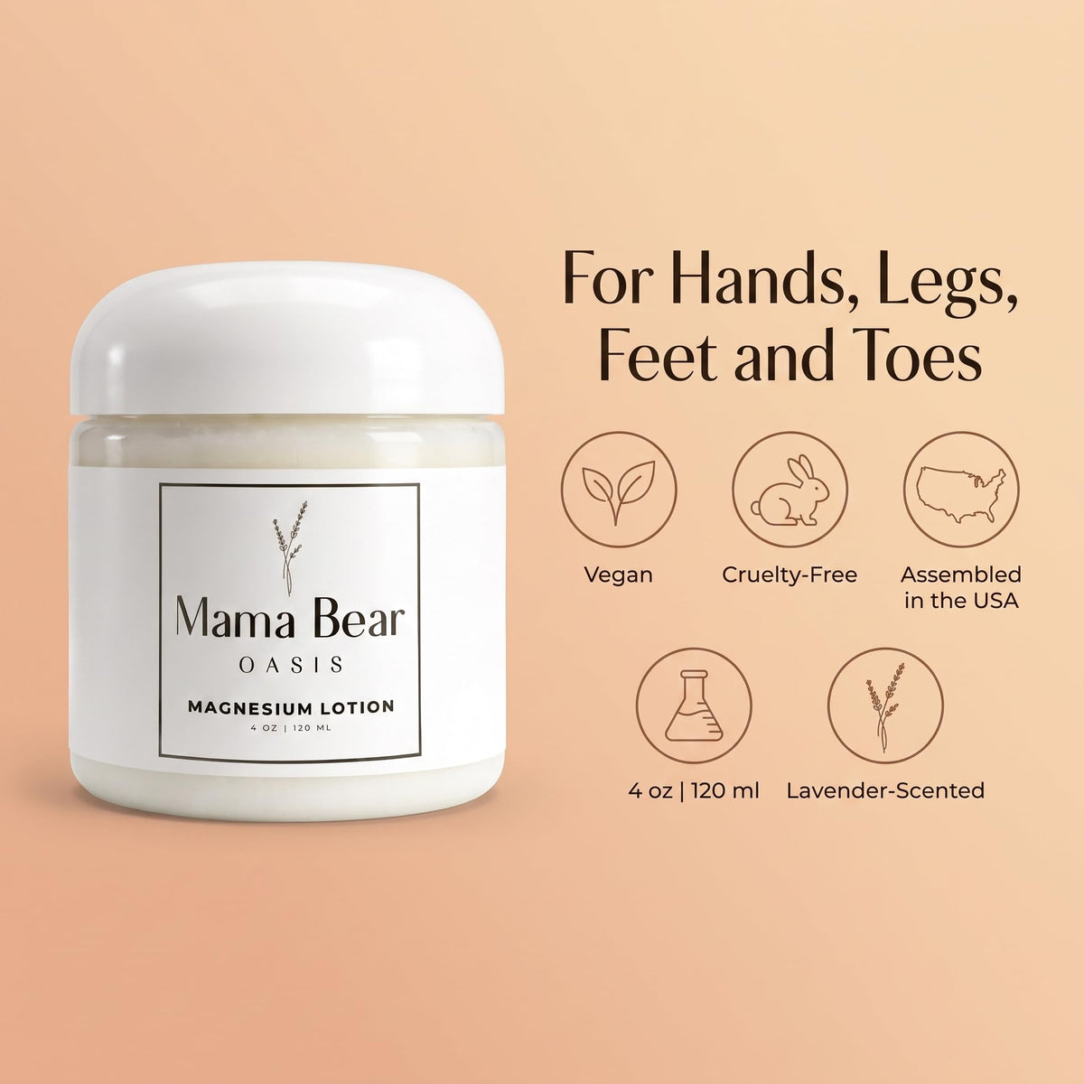 Mama Bear Oasis Magnesium Cream - Magnesium Lotion for Feet (Pack of 1)