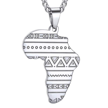 GOLDCHIC JEWELRY Africa Map Necklace for Men, Stainless Steel African Tribal/Egyptian Eye of Horus/I LOVE AFRICA/Elephant Map Hiphop Jewelry Unisex with 22'+2'Adjustable Chain