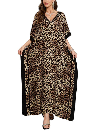 KECVOT Kaftan Dresses for Women V-Neck Print Swimsuit Cover Up Plus Size Beach Caftan Lounge Dress