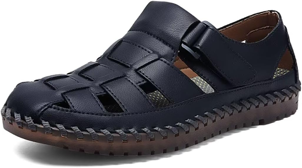 Shaire Men'S Sandals Outdoor Leather Closed Toe Beach Shoes