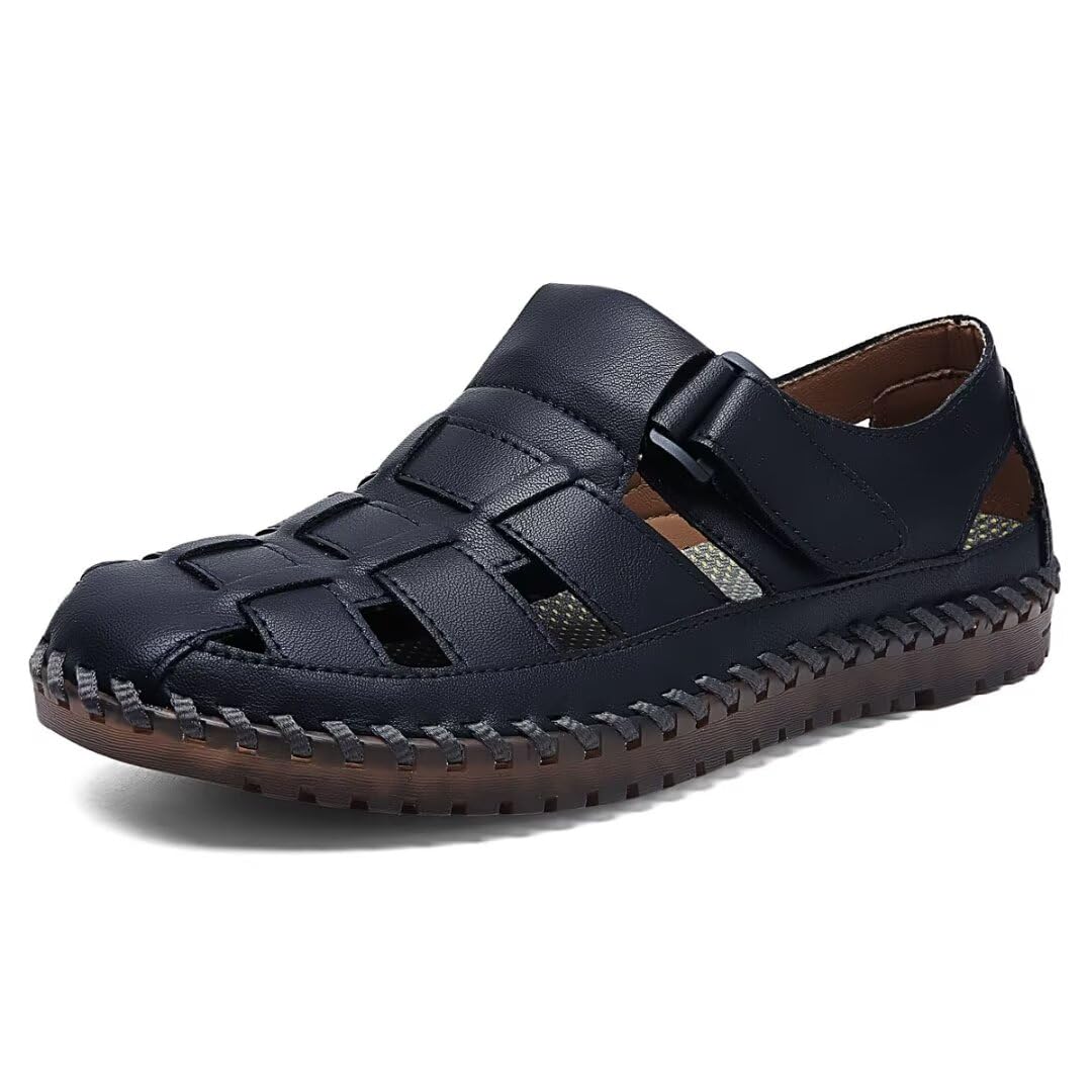 Shaire Men'S Sandals Outdoor Leather Closed Toe Beach Shoes
