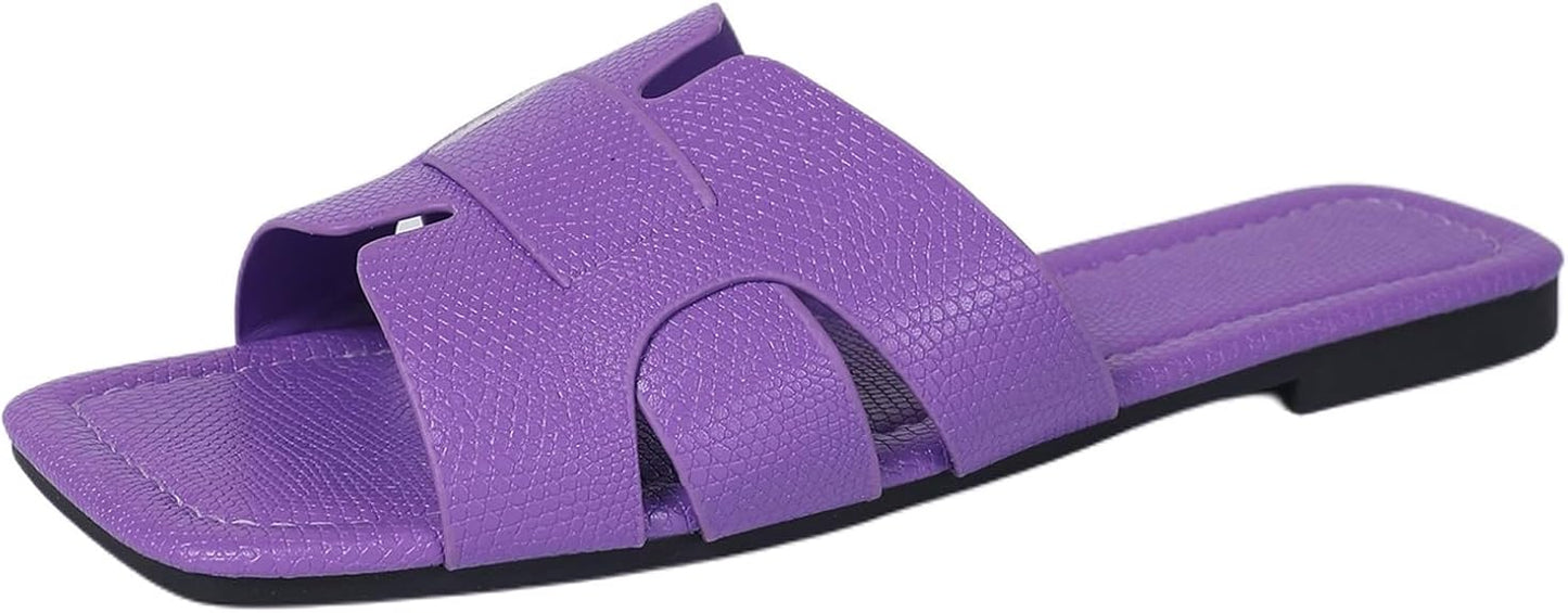 Women's Dressy Casual Flat Sandals, Elegant Comfortable Slip-On Slides with Textured Upper, Versatile Dressy Style for Everyday Wear (Copy) (Copy) (Copy) (Copy) (Copy) (Copy)
