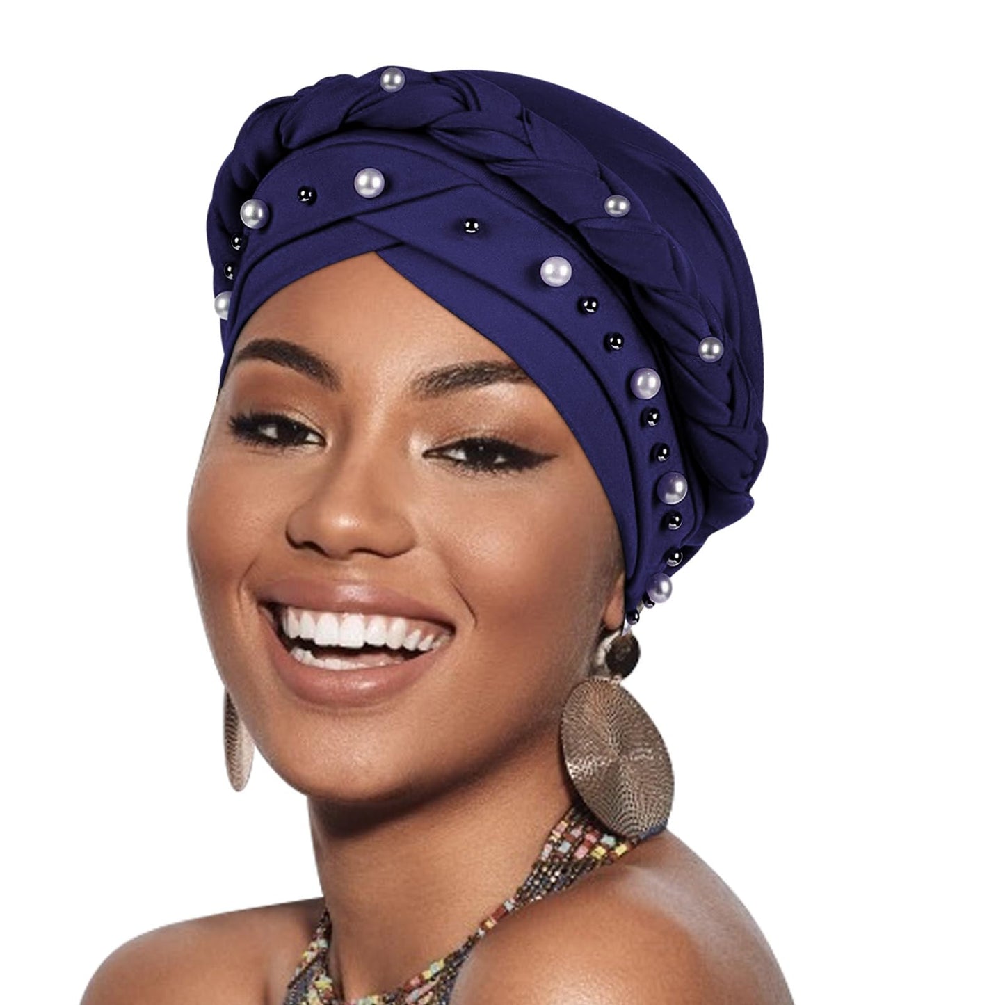 African Women Turban Caps Pre-Tied Twisted Turbans Head Scarf for Women Hair Wraps Cover Beanie Cancer Chemo Headwear