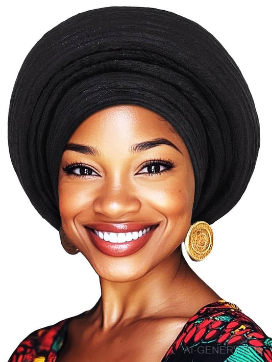 Woeoe African Head Wraps for Black Women Gold Pre Tied Headdress Wedding Turban Hats